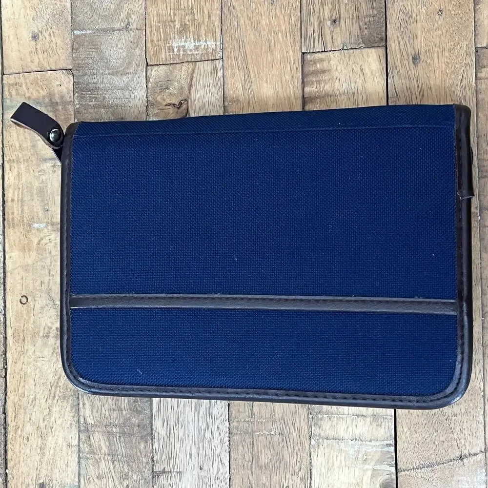 1992 Cambridge Black & Blue Canvas Planner Zip Around 6 Rings Calendar